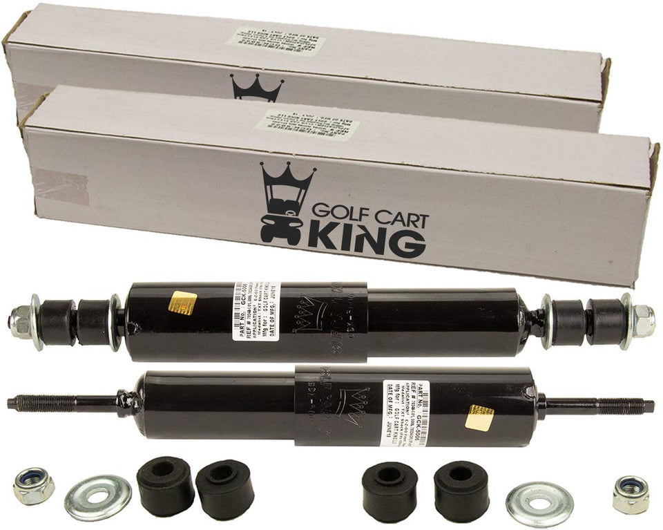 Golf Cart King EZGO TXT front shock absorbers pair ready for install to improve ride comfort.