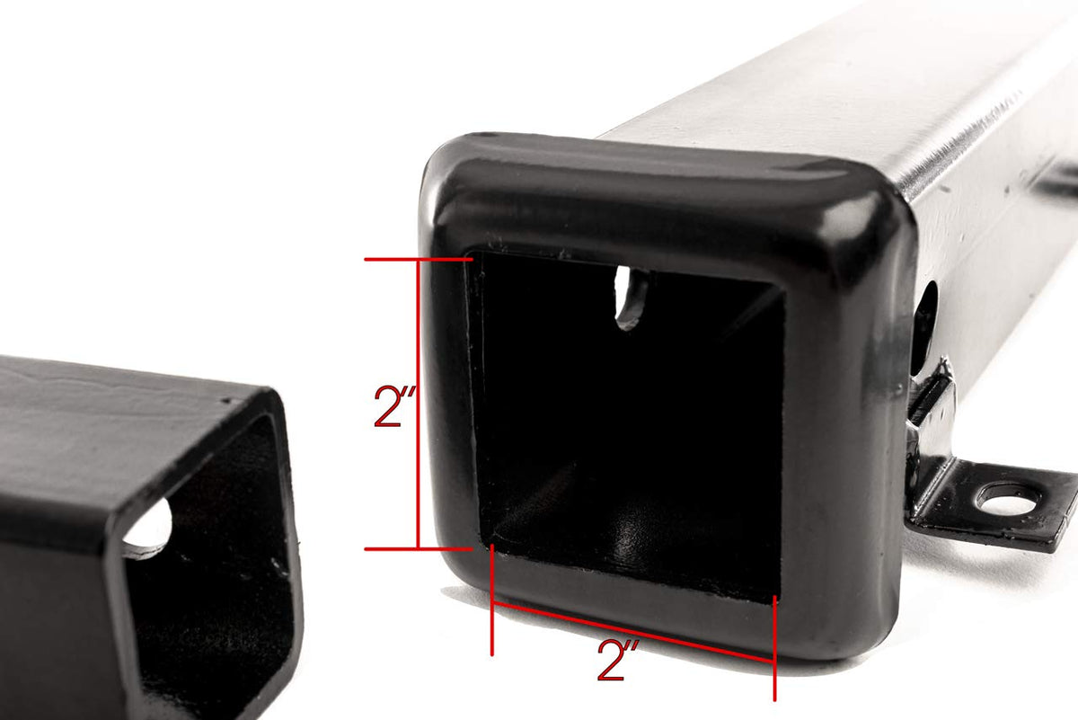 Golf Cart King rear-seat hitch closeup highlights sturdy construction.
