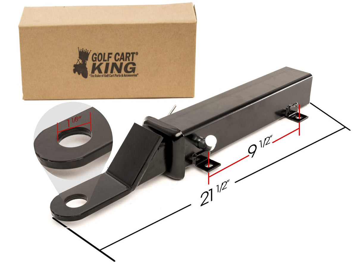Golf Cart King receiver insert and pins simplify setup and stability.
