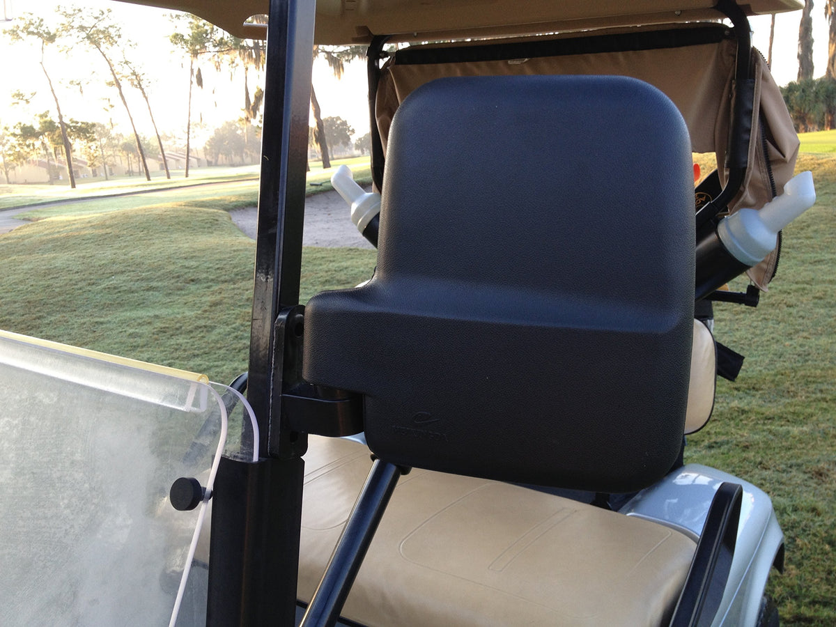 Golf cart side view mirror installation: easy mounting with included hardware.