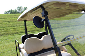 Golf cart spot mirrors 6in round glass improve rear awareness while driving.
