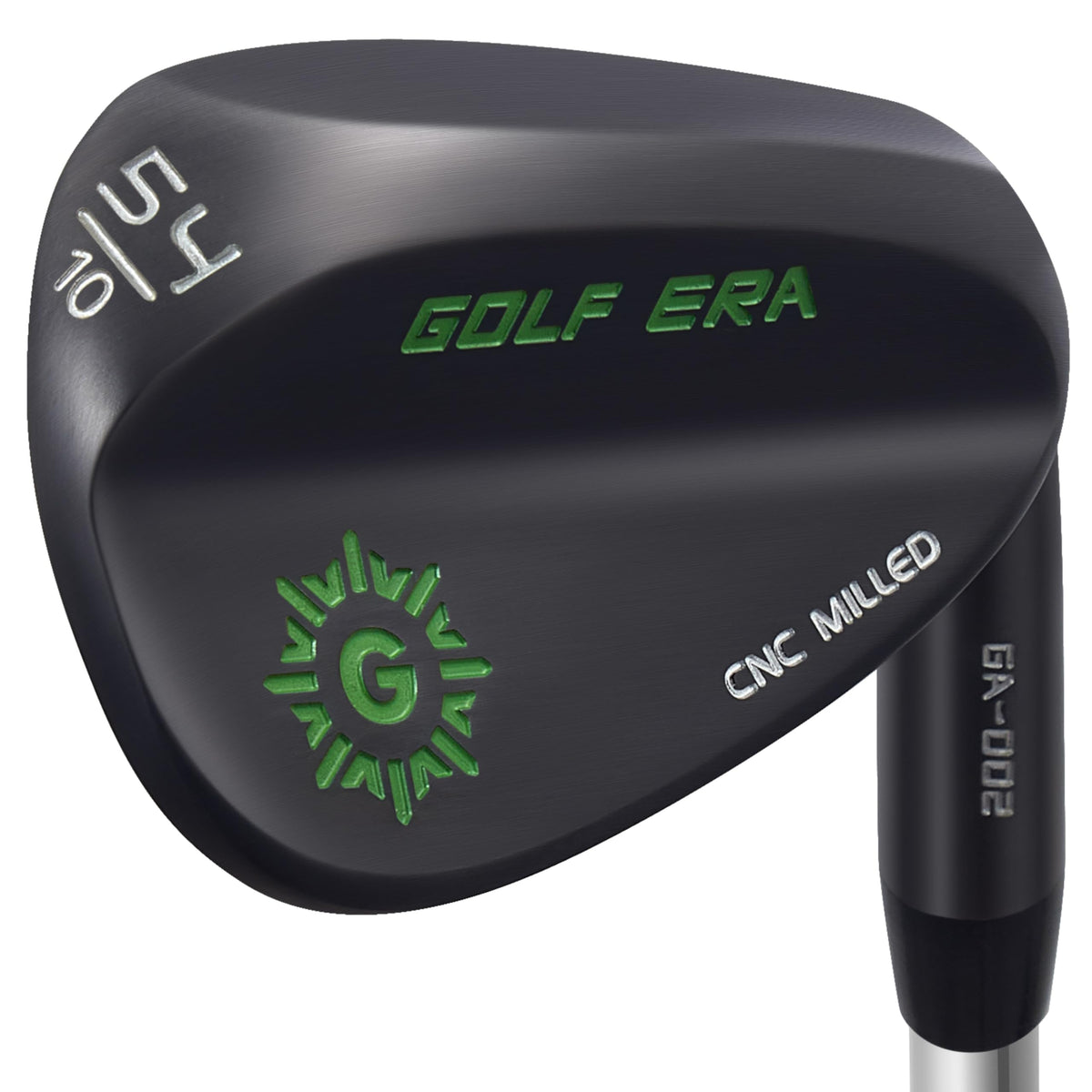 Golf Era Premium Wedge front view in black with 54-degree loft, showcasing sleek design for spin.
