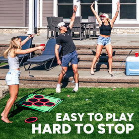Golf Pong family-friendly yard game promoting friendly competition.