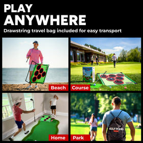 Golf Pong Versus Edition chipping mats ready for quick, engaging play sessions.
