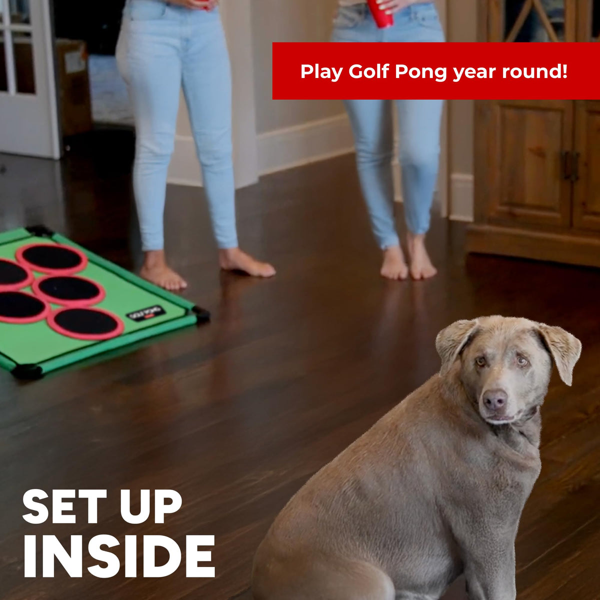 Golf Pong Versus Edition indoor/outdoor use ideal for year-round play and gatherings.