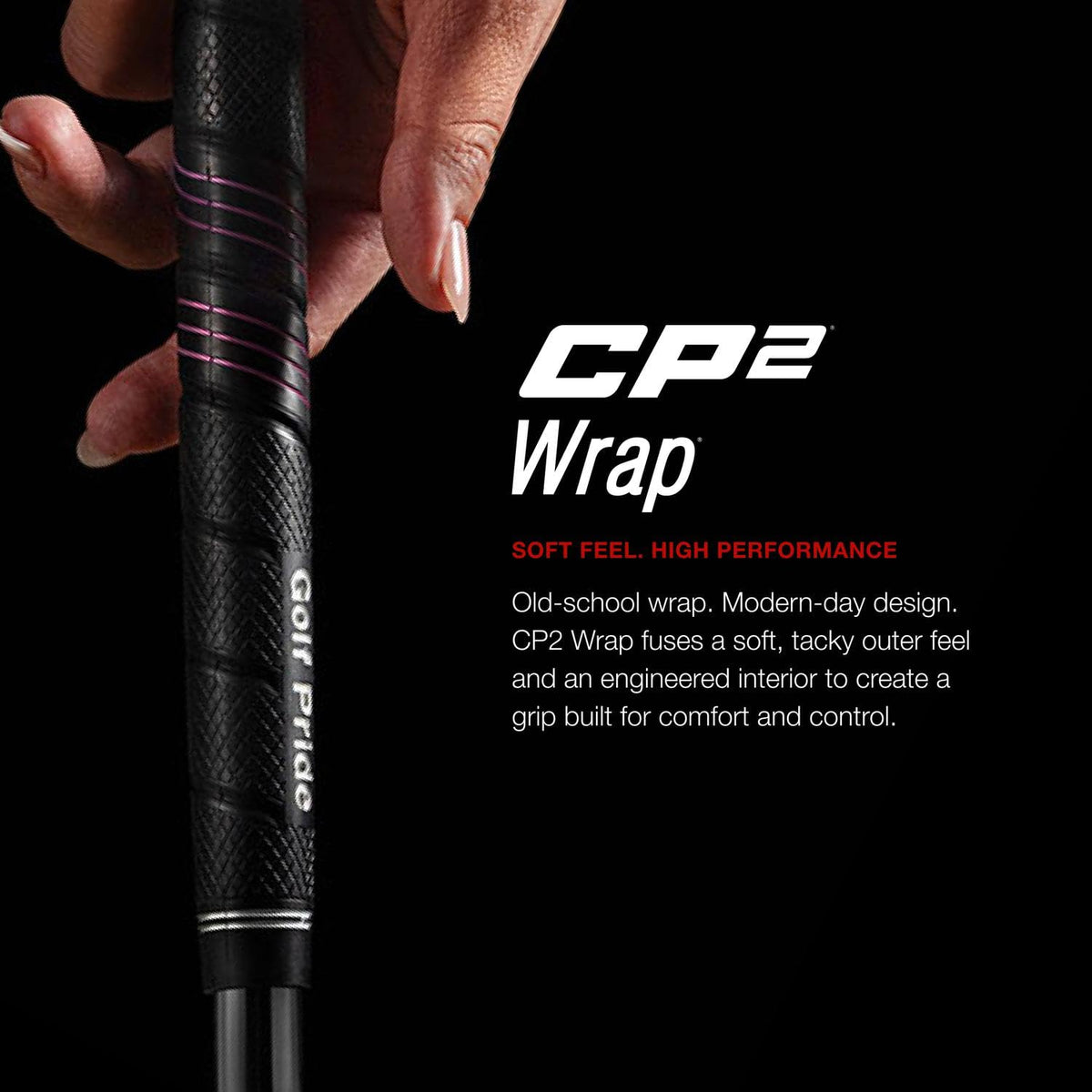 Close-up of tacky CP2 Wrap surface offering soft feel and steady grip.