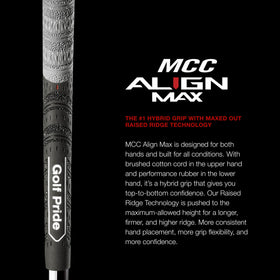 Golf Pride MCC Align MAX upper cord delivers moisture-wicking traction for dry feel.