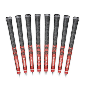 Golf Pride MCC all-weather hybrid grip with brushed cotton upper for secure grip in sweaty conditions.