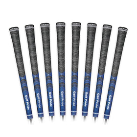 Golf Pride MCC all-weather hybrid grip close-up showing dual material construction for balanced feel.