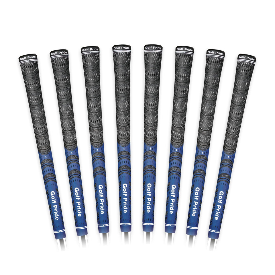 Golf Pride MCC all-weather hybrid grip close-up showing dual material construction for balanced feel.