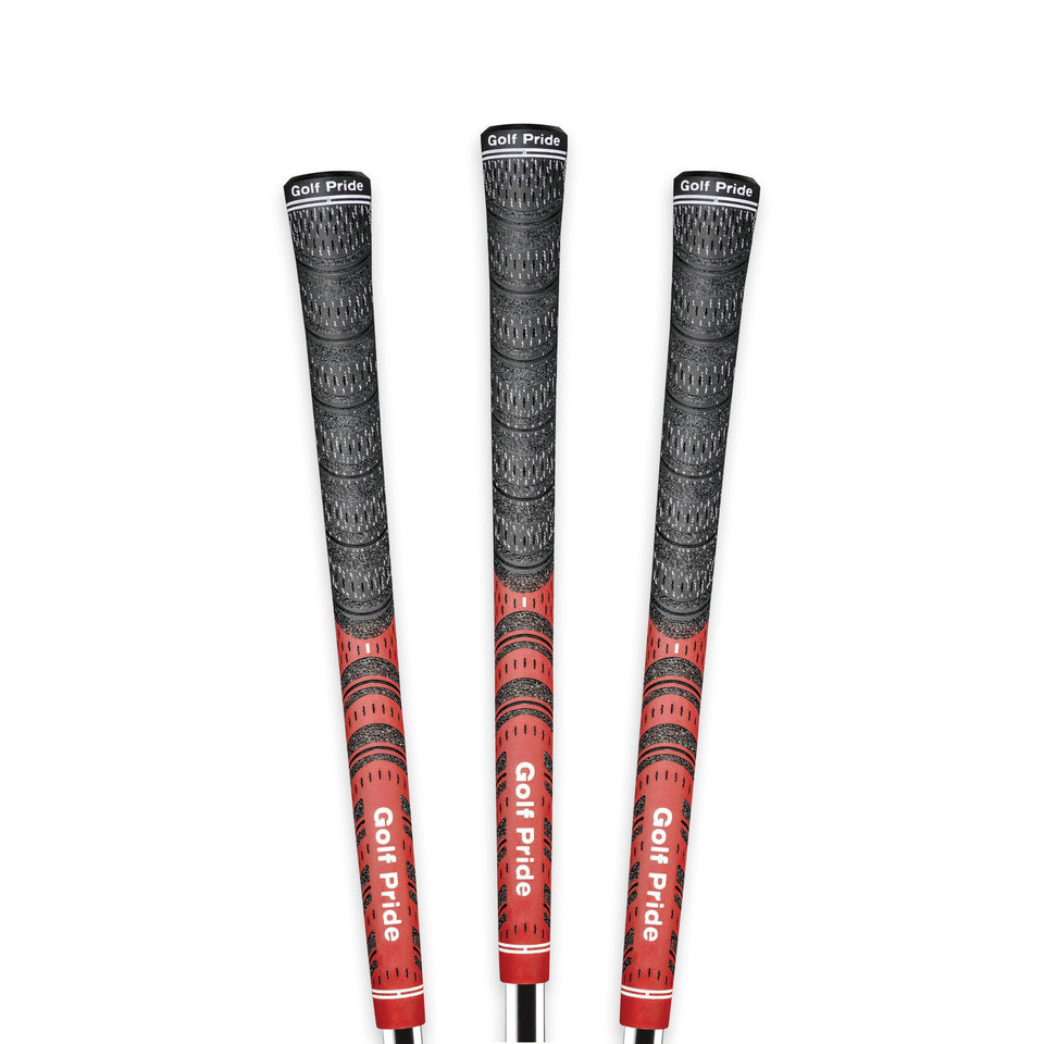 Golf Pride MCC all-weather hybrid grip red; secure 3-pack for consistent on-course control