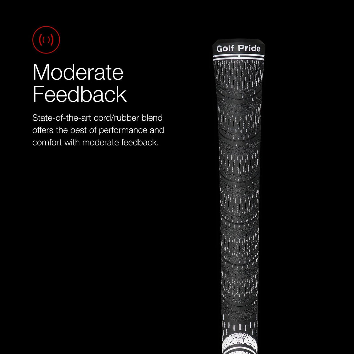Golf Pride MCC grip in red midsize suits versatile hands for precise control.