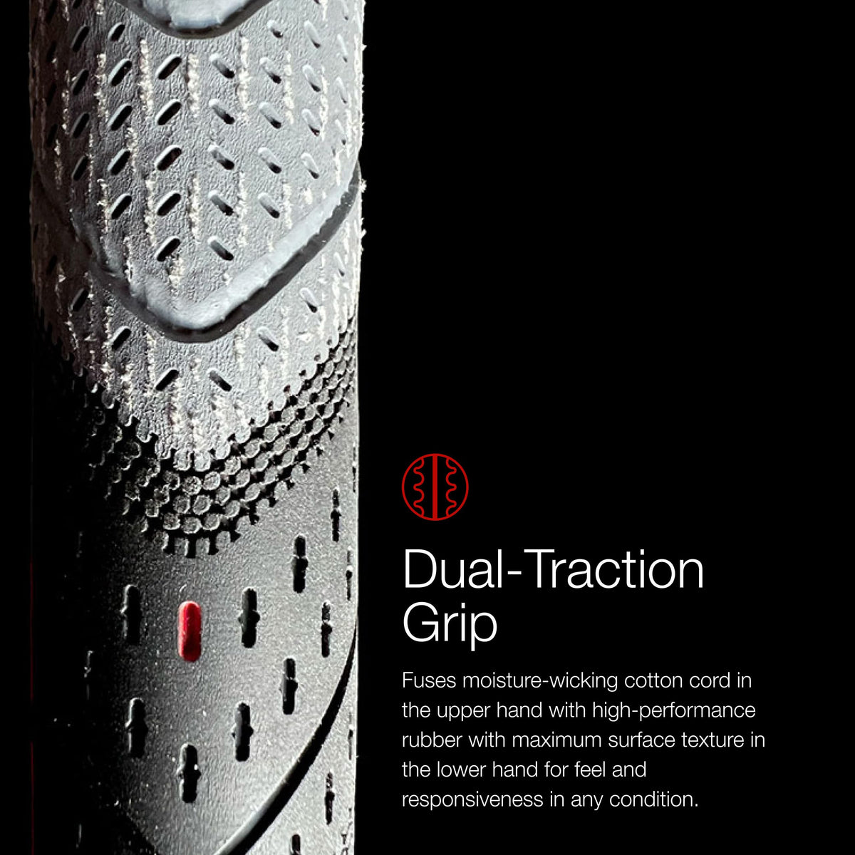 Golf Pride MCC Plus4 ALIGN MAX lower hand rubber close-up demonstrates dependable traction.