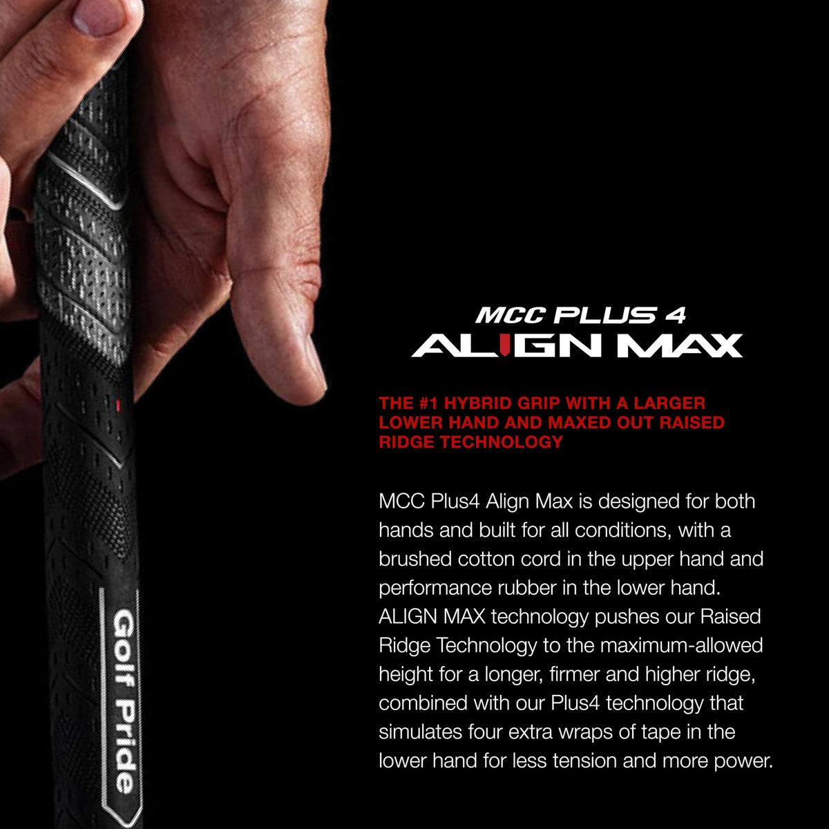 Top view of MCC Plus4 ALIGN MAX shows dual-texture grip for confident hold.