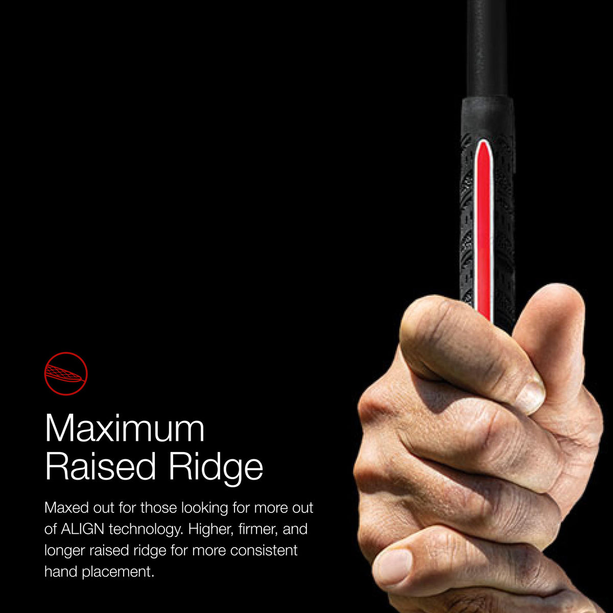 Golf Pride MCC Plus4 ALIGN MAX upper hand cord close-up emphasizes tactile grip feel.