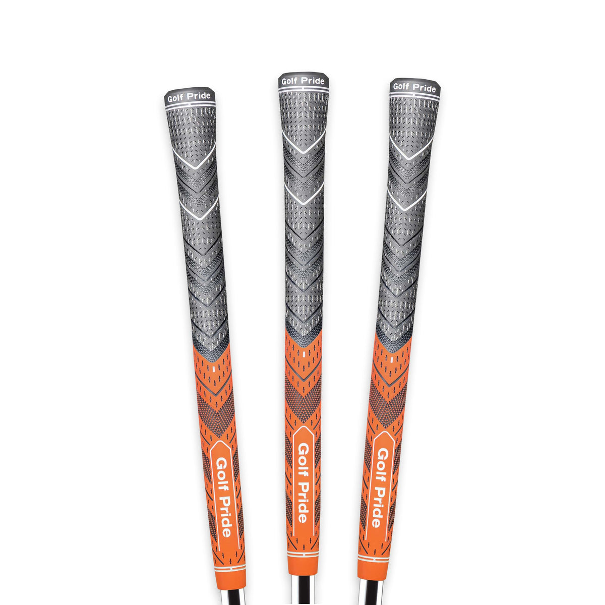 Golf Pride MCC Plus4 orange all-weather grip with brushed cotton cord and rubber for confident feel.