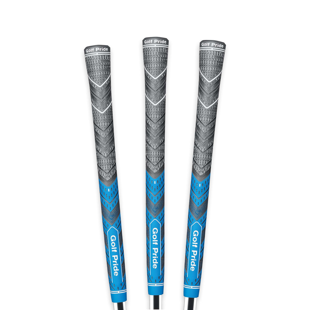 Golf Pride MCC Plus4 all-weather hybrid grip in blue improves control in varying conditions.