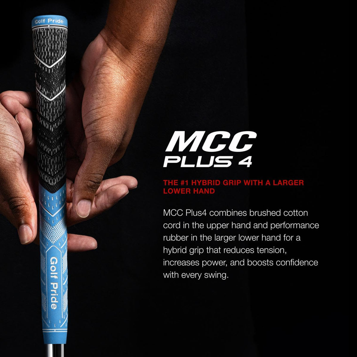 Golf Pride MCC Plus4 lower rubber section with larger diameter for improved control