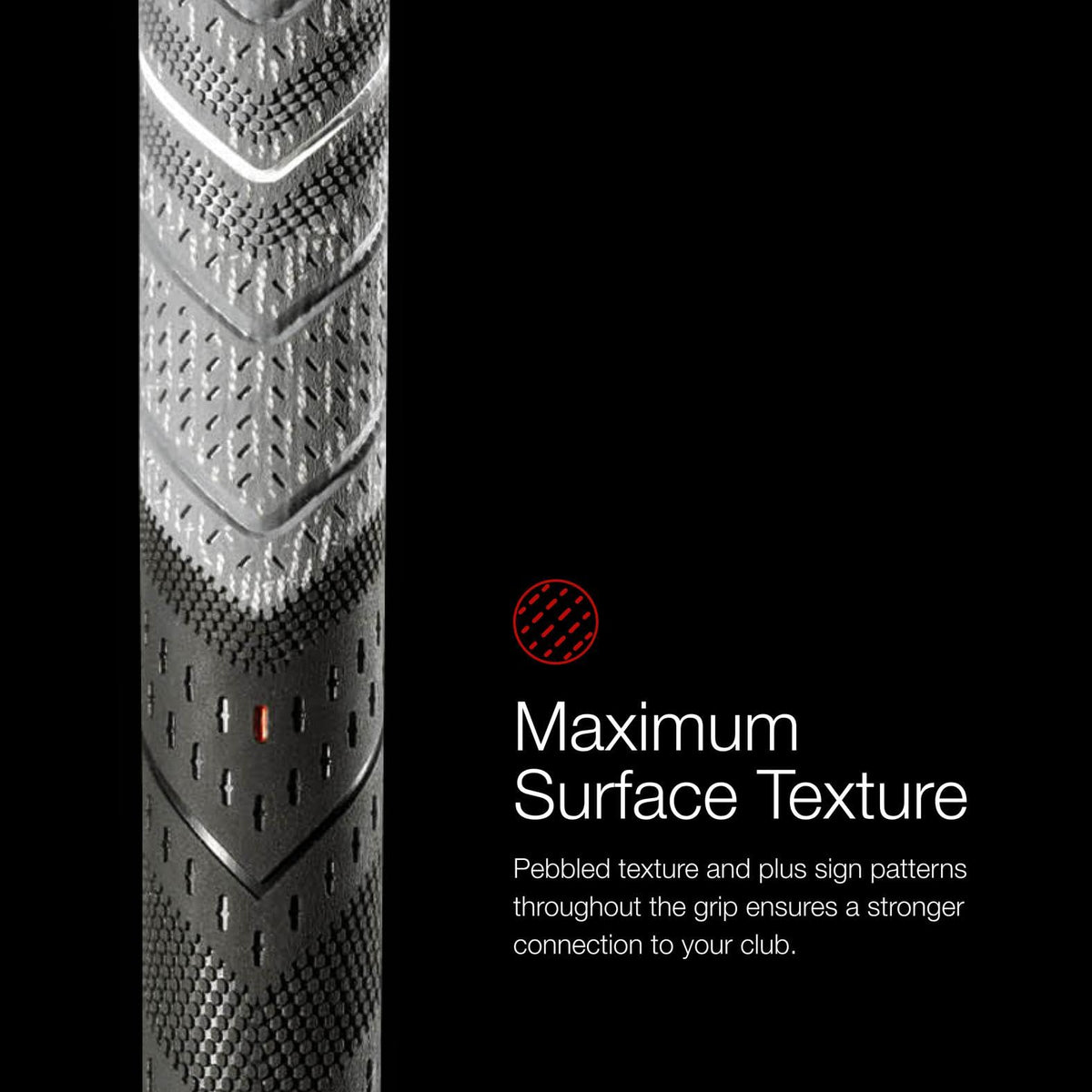 Golf Pride MCC Plus4 pebble-texture grip boosts traction during wet rounds.