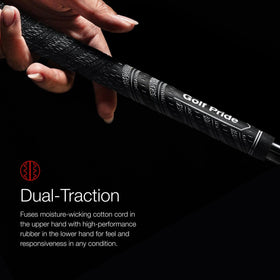 Golf Pride MCC lower-hand rubber section for responsive feel during swings