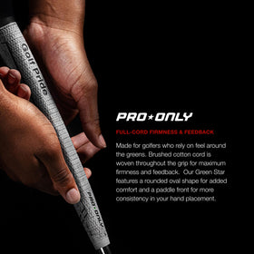 Golf Pride Pro Only Cord Green Star Oval hold improves tactile feedback.