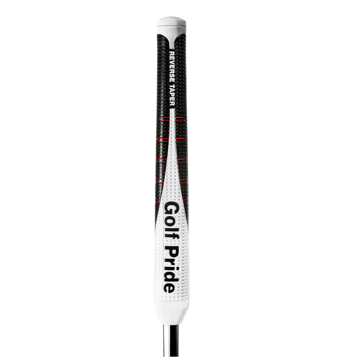 Golf Pride Reverse Taper putter grip with flat shape supports stable setup.
