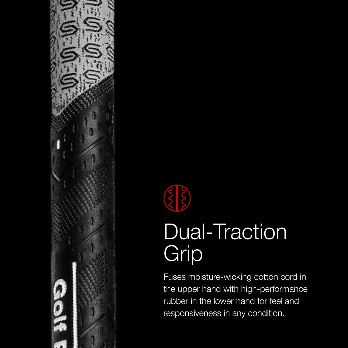 Golf Pride MCC Plus4 grip brushed cotton cord detail for moisture-wicking comfort