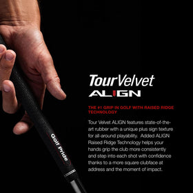 Golf Pride Tour Velvet ALIGN texture detail shows slip-resistant plus-sign pattern for steady contact