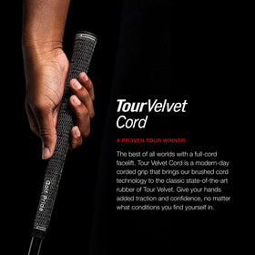 Close-up of brushed cotton cord detail on Golf Pride Tour Velvet Cord