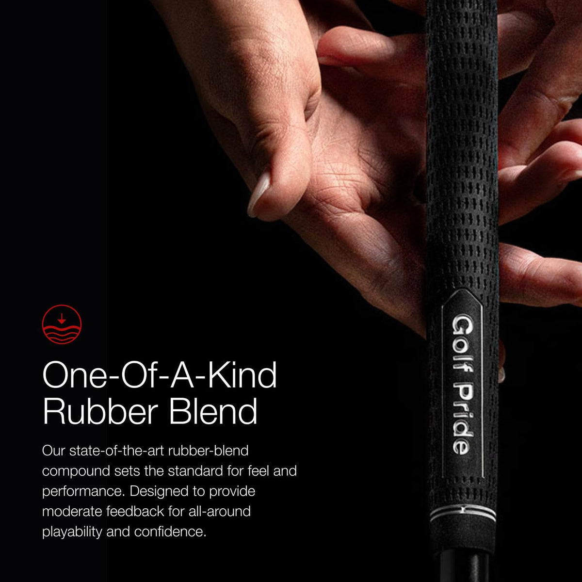 Golf Pride Tour Velvet Plus4 on-club image demonstrates stable hand position during swing.