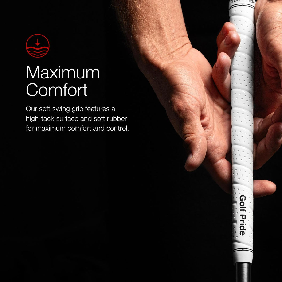 Golf Pride Tour Wrap grip design reduces vibrations for smoother feel.