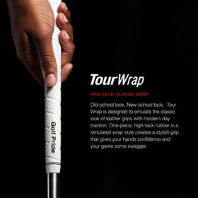 Golf Pride Tour Wrap red wrap design showcasing timeless style and modern traction.
