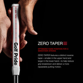 Golf Pride Zero Taper putter grip side view emphasizes flat paddle and face awareness