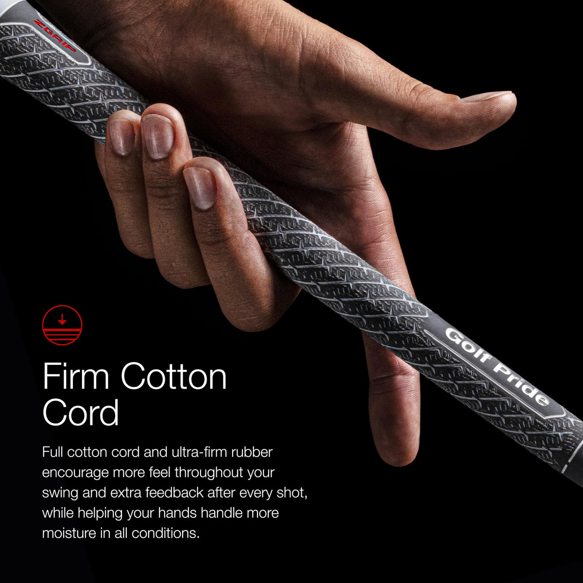 Golf Pride ZGRIP Align Max brushed cotton cord improves moisture management