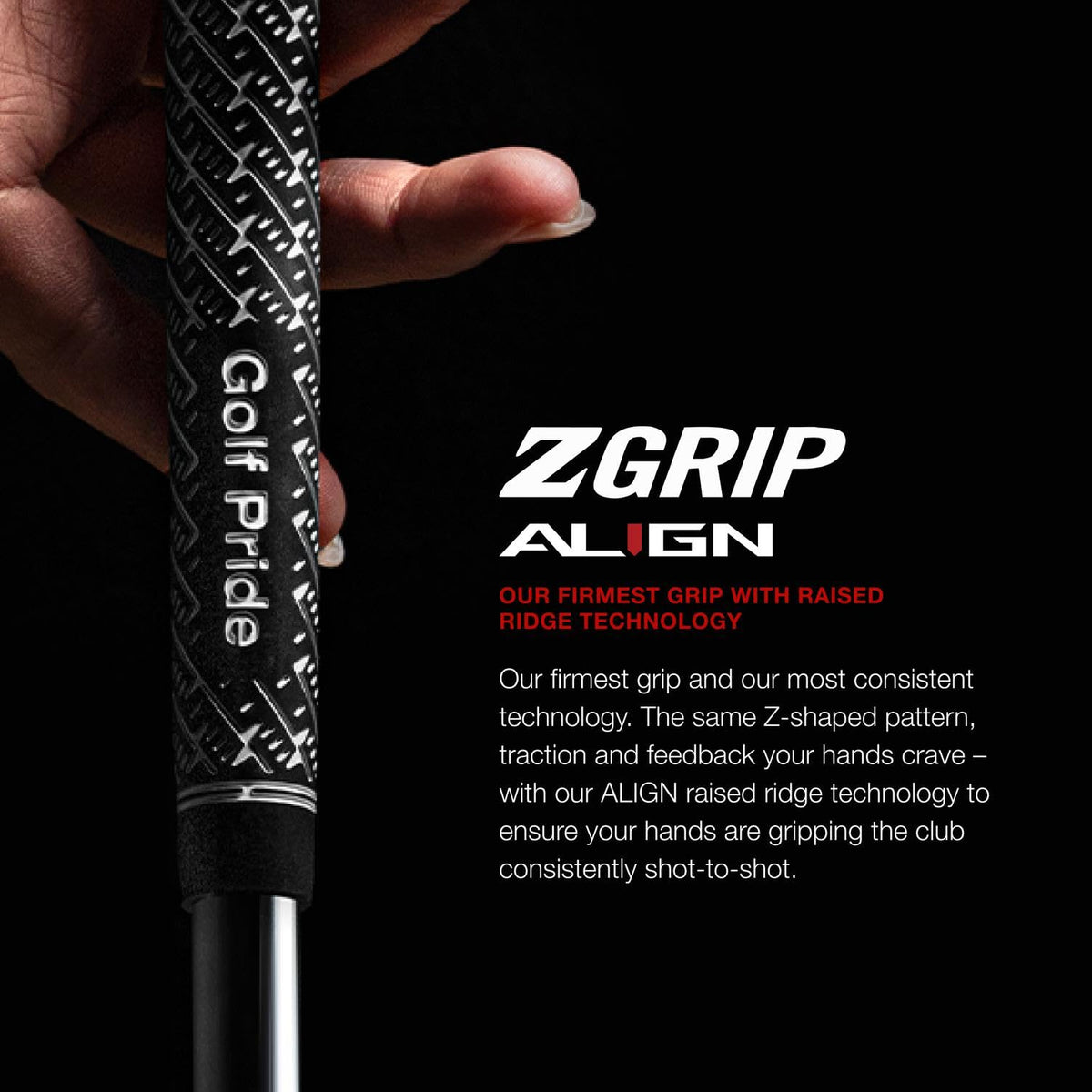 Golf Pride ZGrip Align grip surface wicks sweat for dry control