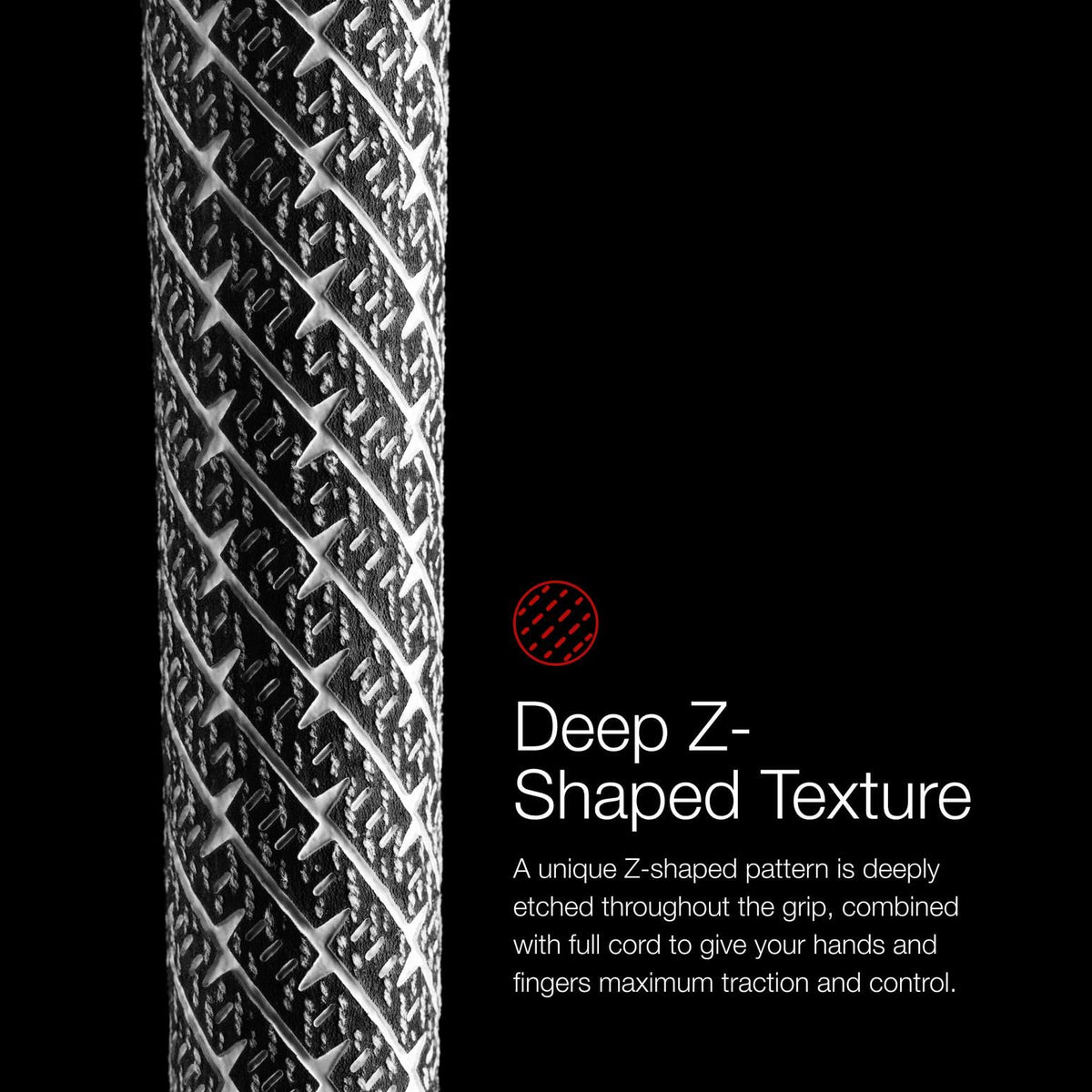 Golf Pride ZGrip ALIGN moisture-wicking surface keeps grip secure in rain.