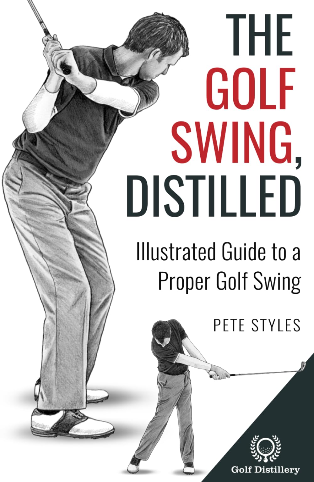 The Golf Swing Distilled cover illustration highlighting step-by-step guidance for consistent performance.