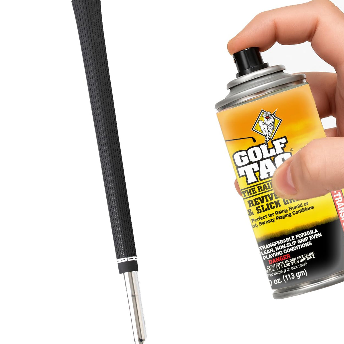 Golf Tac Grip Spray for gloves enhances grip control during swings