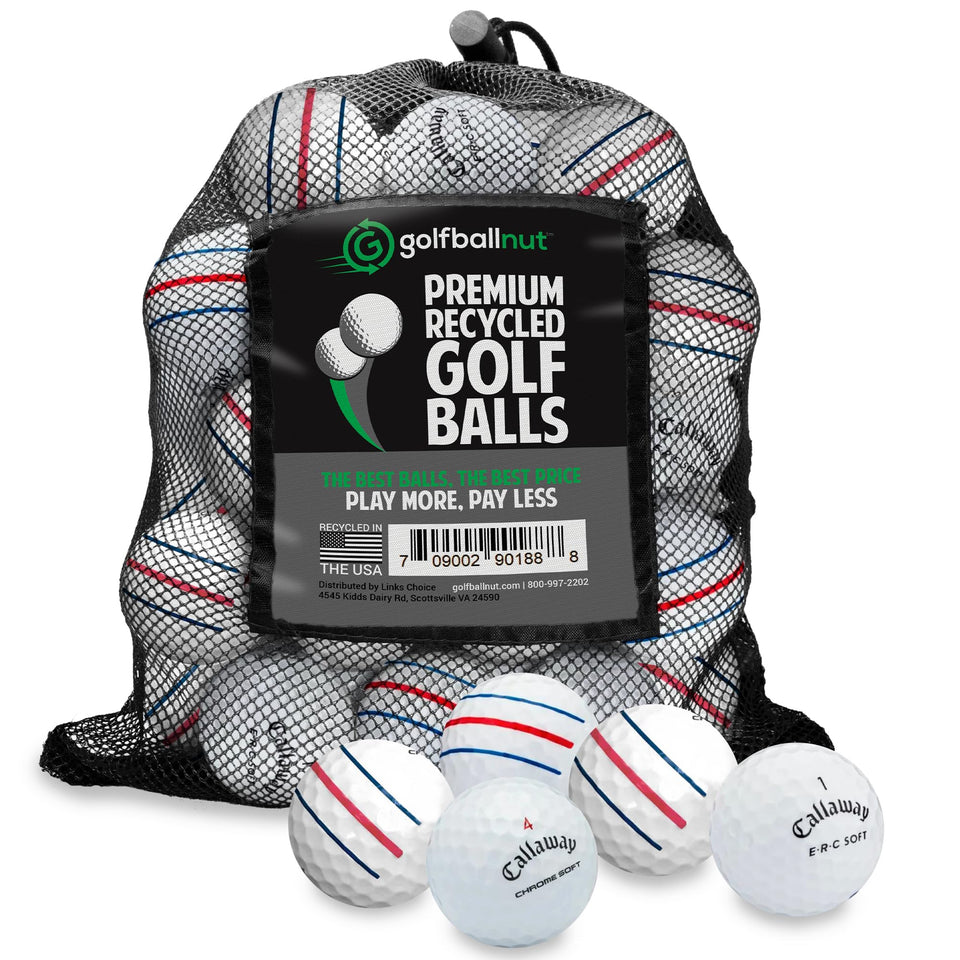 GolfBall Nut 48-used balls in a mesh bag for practice rounds.