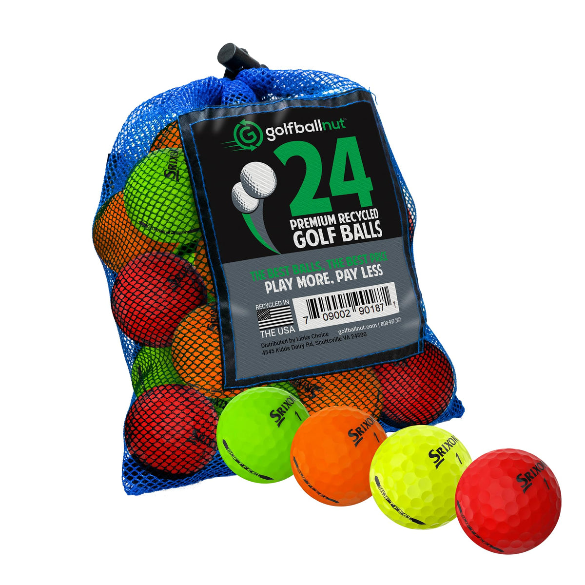 GolfBall Nut mesh bag included keeps 48 balls organized and portable.