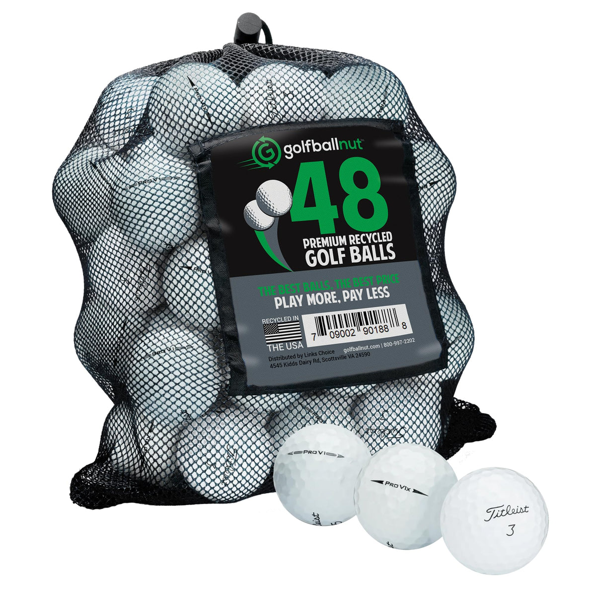 GolfBall Nut mesh carrying bag for easy transport and organization.