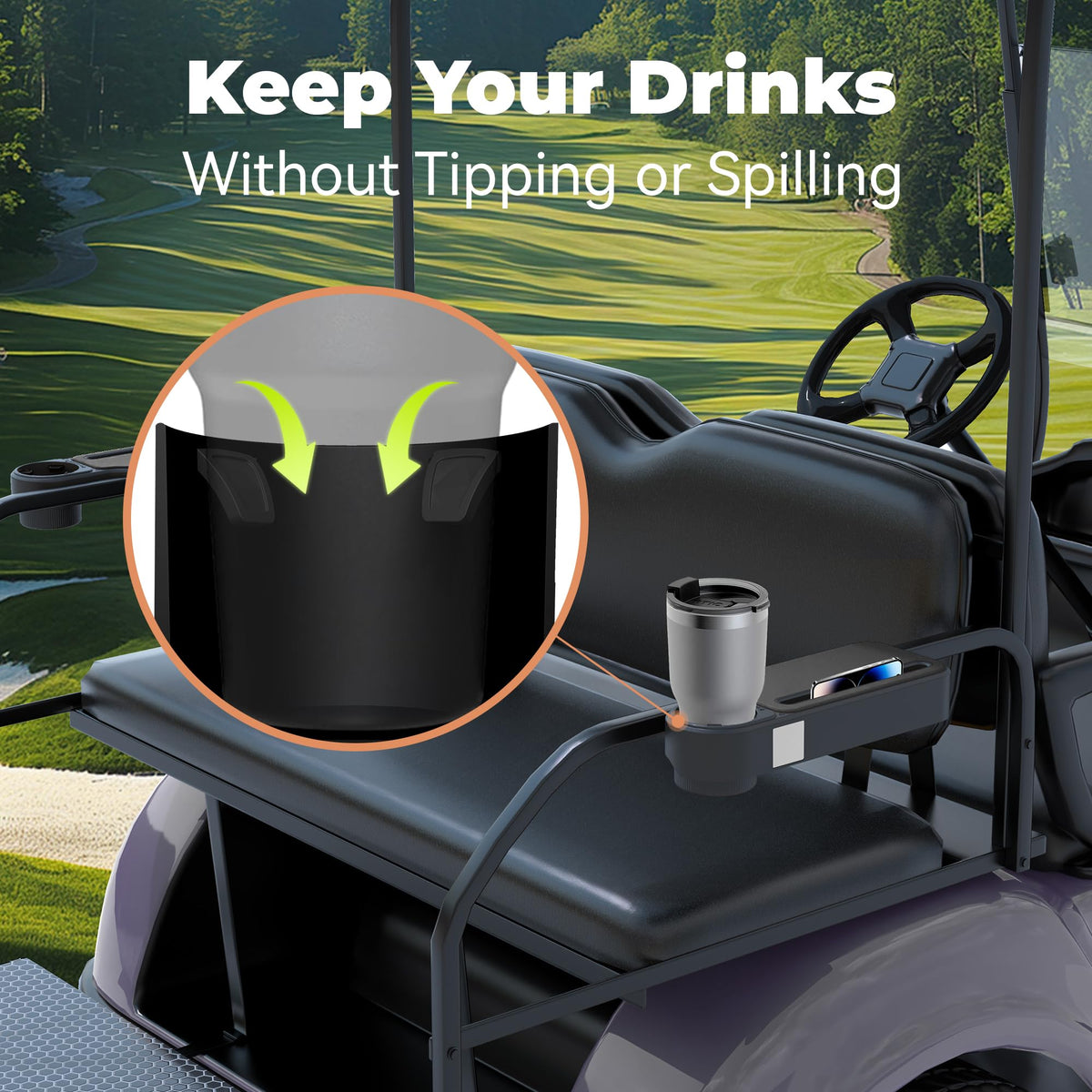 GOLFCOZER Armrest weatherproof materials resist UV, cracking, and fading.