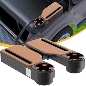 GOLFCOZER upgraded armrest with brown finish and cup holder for comfort.