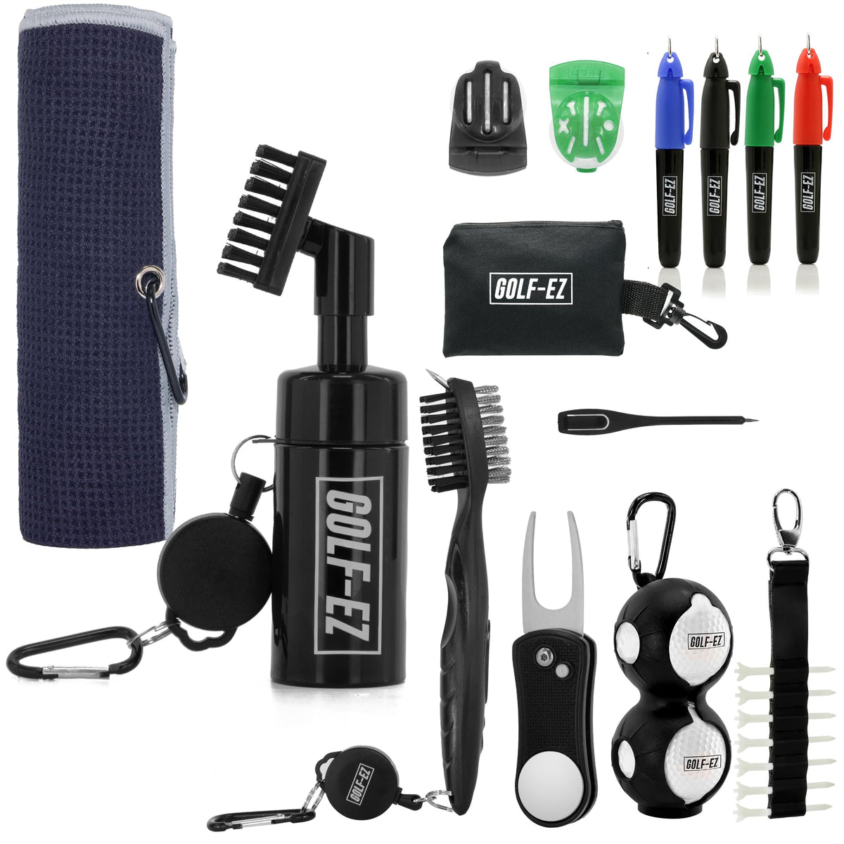 Golf-EZ water brush cleans grooves and dries quickly on the course.