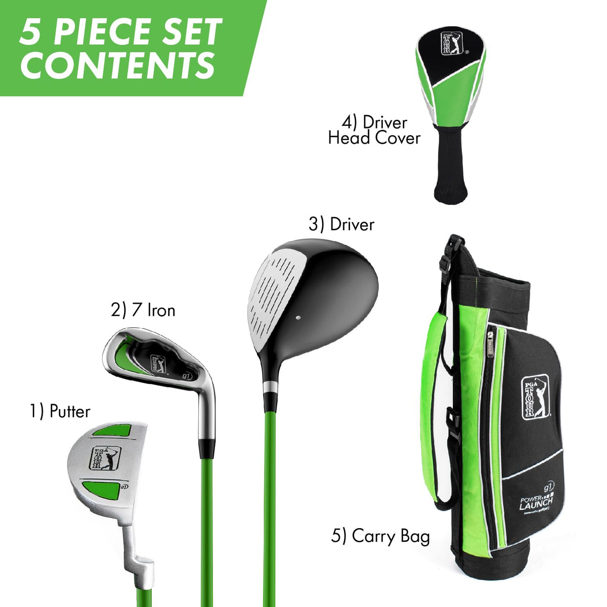 Golfgen PGA Tour G1 Series kids 7-iron delivers forgiving contact for juniors.