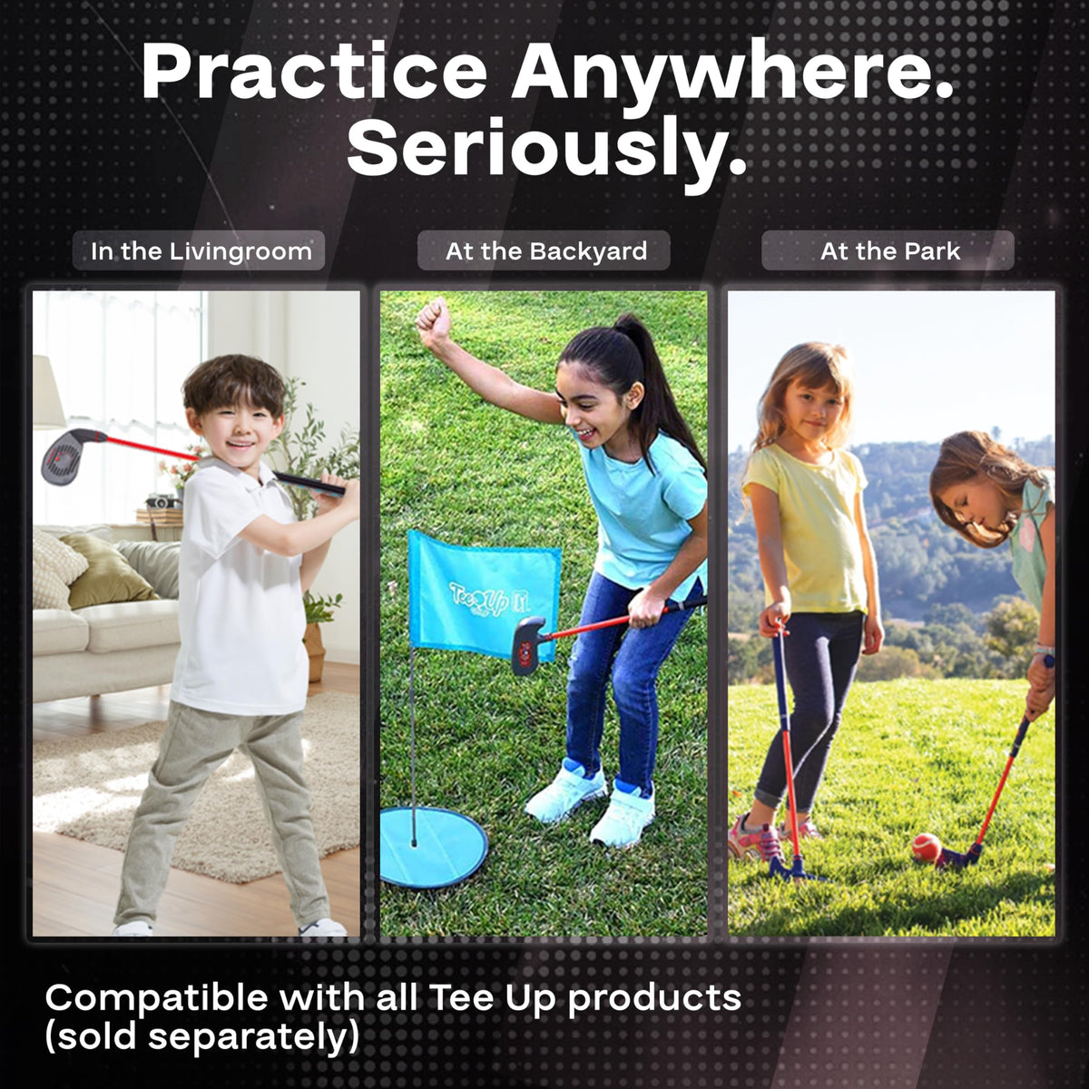 Golfgen Tee-Up target area shows stick-to-target feature for improved aim