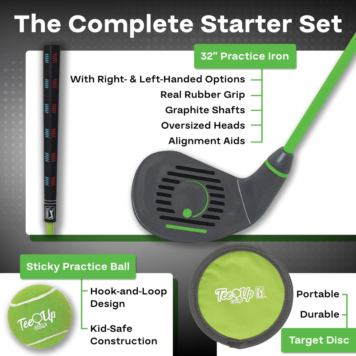 Golfgen PGA TOUR Tee-Up real-feel grip and shaft for authentic practice.