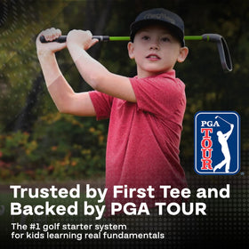 Golfgen PGA Tour Tee-Up set in-use indoors and outdoors example