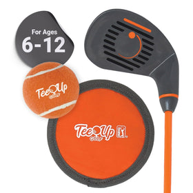 Golfgen Tee-Up stick ball on target demonstrates sticky feedback for accuracy drills.