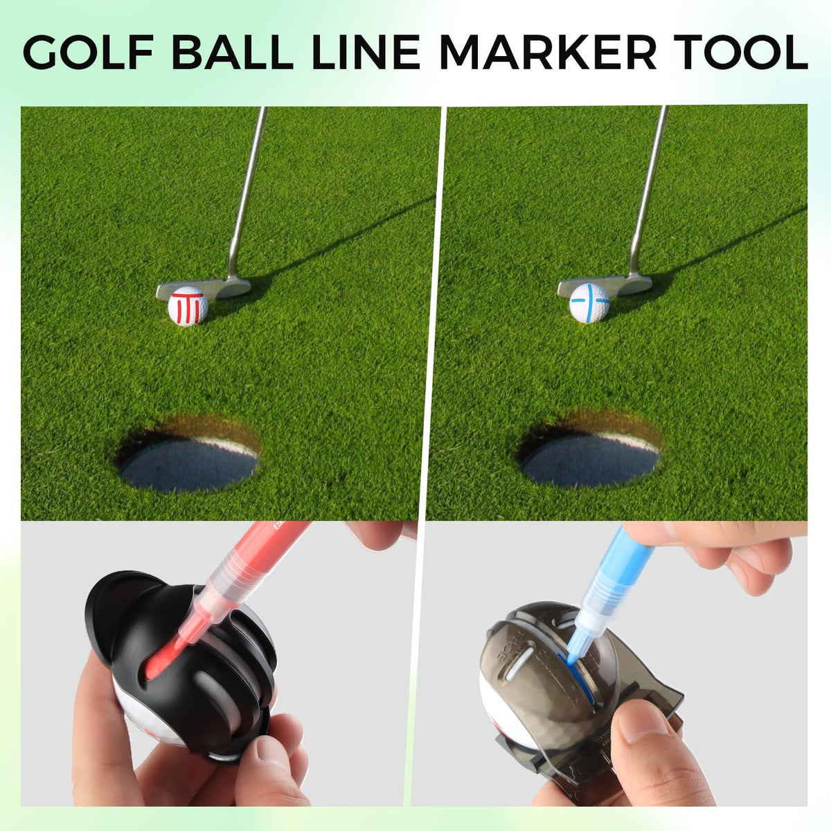 Golfupp alignment marker pens help draw precise lines on balls